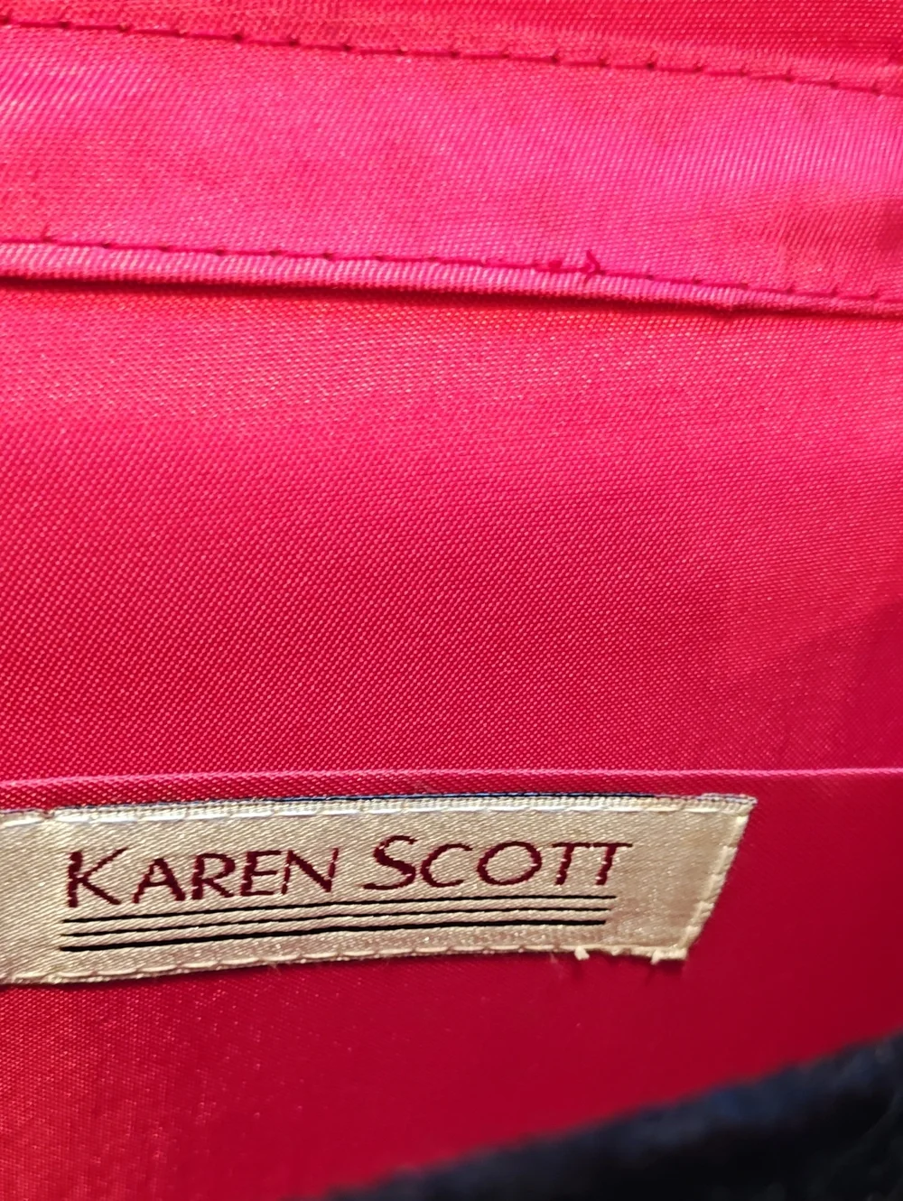 Karen Scott Black Velvet Crossbody Bag with Colorful Holiday Embroidery